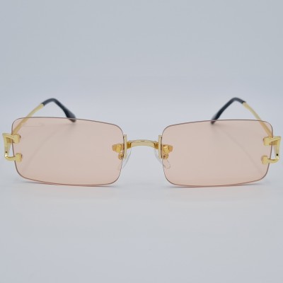 Ochelari de soare, barbatesti, aurii cu lentila roz,  Matteo Ferari, + toc si laveta GRATIS  UV400 OSB009