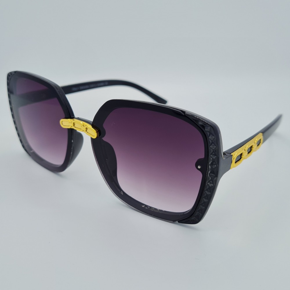 Ochelari de soare Dama Casual cu rama asimetrica neagra + Toc si laveta GRATIS OSD015