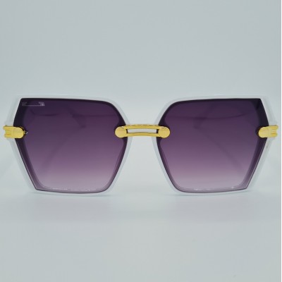 Ochelari de soare Dama Casual cu rama asimetrica alba + Toc si laveta GRATIS OSD020