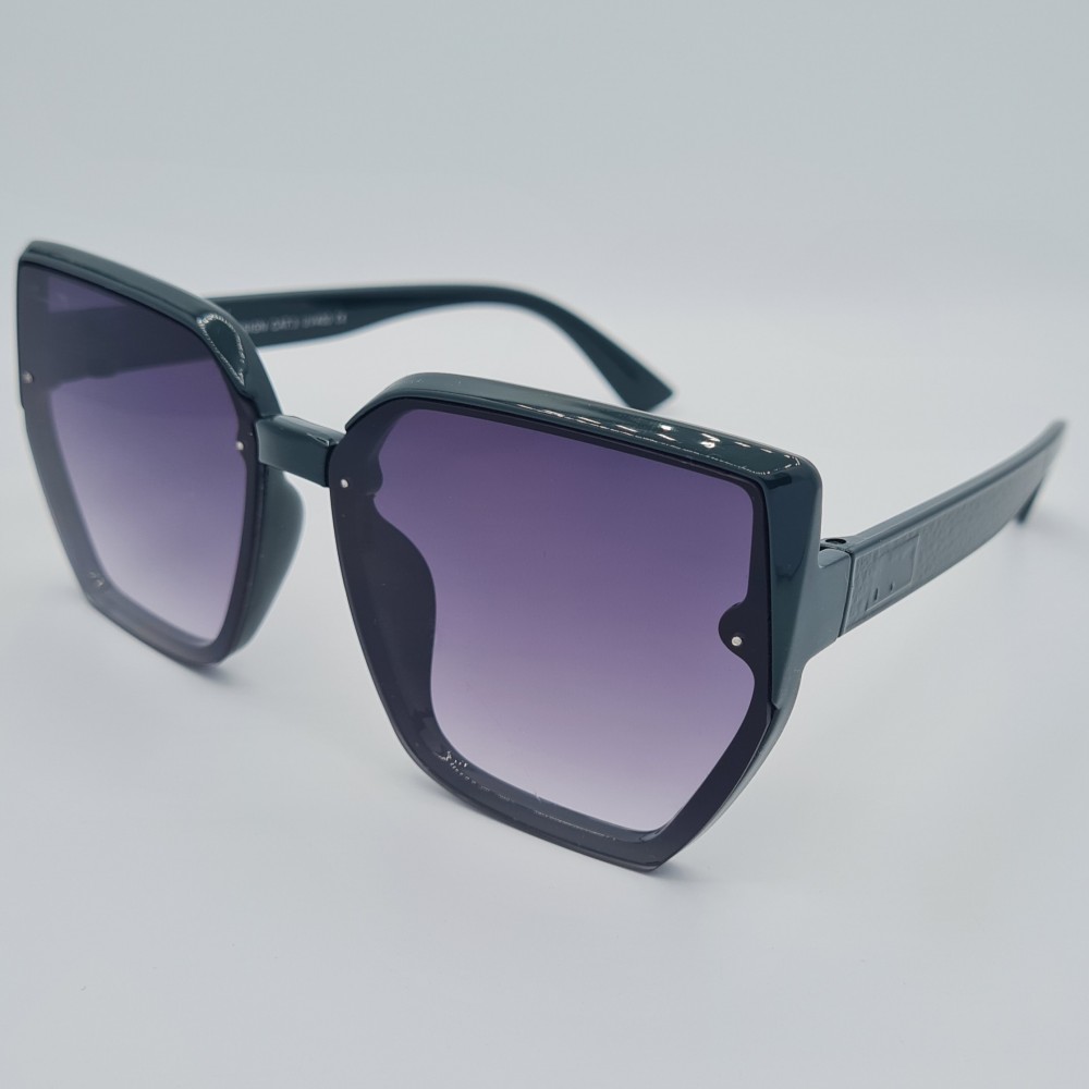 Ochelari de soare Dama Casual cu rama asimetrica verde inchis + Toc si laveta GRATIS OSD022