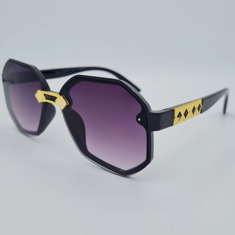 Ochelari de soare Dama Casual cu rama asimetrica neagra + Toc si laveta GRATIS OSD028