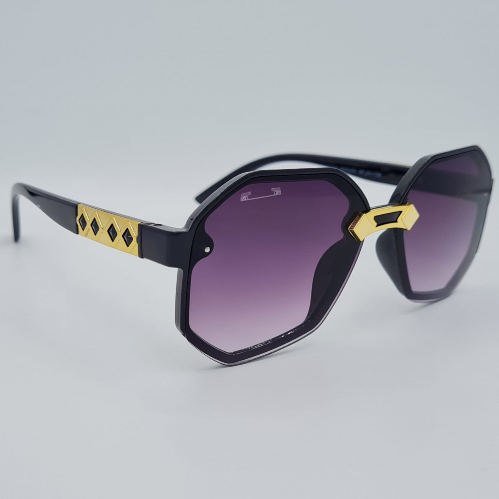 Ochelari de soare Dama Casual cu rama asimetrica neagra + Toc si laveta GRATIS OSD028
