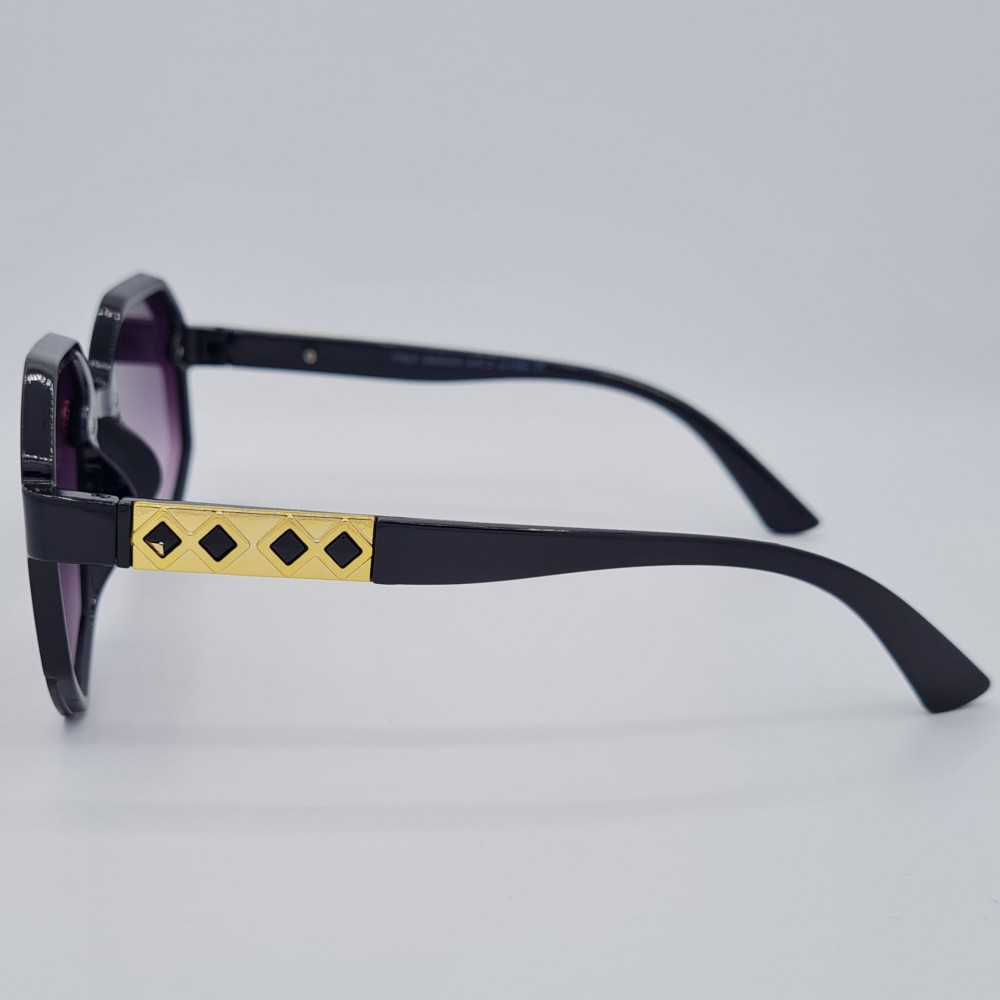 Ochelari de soare Dama Casual cu rama asimetrica neagra + Toc si laveta GRATIS OSD028