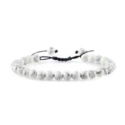 Bratara unisex cu pietre semipretioase albe-granit BRB002