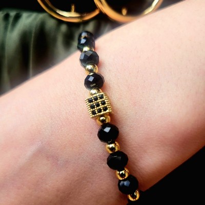 Bratara Fashion Unisex margele inoxidabile si pietricele onix BRU06