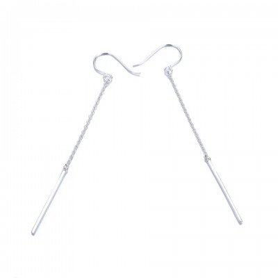 Cercei fashion din otel inoxidabil argintiu cu lantisor CW78