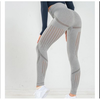 Colanti Dama Sport gri-deschis cu talie inalta si gauri pe laterale BLUECHHO CDFIT013 Colanti Dama Sport gri-deschis cu talie inalta si gauri pe laterale BLUECHHO CDFIT013