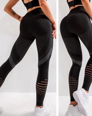 Colanti Dama Sport negri cu talie inalta perforati pe gambe BLUEECHHO CDFIT020 Colanti Dama Sport negri cu talie inalta perforati pe gambe BLUEECHHO CDFIT020