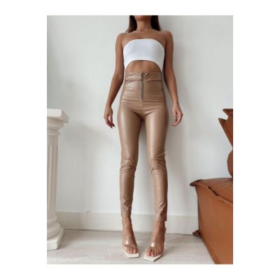 Colanti Dama piele eco vatuiti bej  cu talie inalta CDFIT097