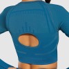 Set Fitness albastru Colanti si Bluza crop cu maneca lunga si spate decupat SFIT010 Set Fitness albastru Colanti si Bluza crop cu maneca lunga si spate decupat SFIT010