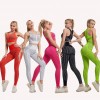 Compleu Portocaliu Gym Fitness Colanti si Bustiera Design cu Dungi FIT019