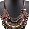Colier Vintage Tribal Auriu cu Strasuri si Pietre Colorate COL058