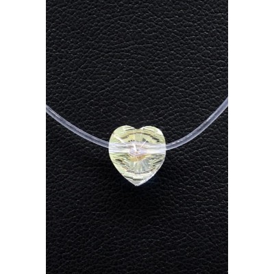 Colier Choker Dama cu Fir Elastic Transparent si Cristal Inima Reflexii Multicolore COL081