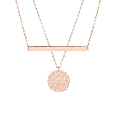 Set doua coliere roz aurii placate cu aur roz de 14 k cu pandantiv  STCOL093