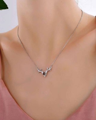 Colier dama argint placat cu aur design ren si proiectie I love You in 100 de limbi COL034 Colier dama argint placat cu aur design ren si proiectie I love You in 100 de limbi COL034
