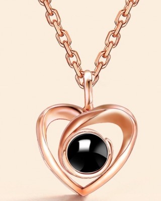 Lantisor auriu cu pandantiv Valentine's cu inimioara  si proiectie I love You in 100 de limbi COL038 Lantisor auriu cu pandantiv Valentine's cu inimioara  si proiectie I love You in 100 de limbi COL038