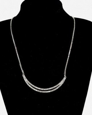 Colier dama cu pandantiv cu strasuri in forma de semiluna argintiu COL019