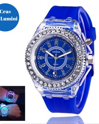 Ceas Dama Albastru inchis cu lumini Geneva CDGV015 Ceas Dama Albastru inchis cu lumini Geneva CDGV015