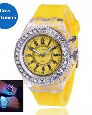 Ceas Dama Galben cu lumini Geneva CDGV015