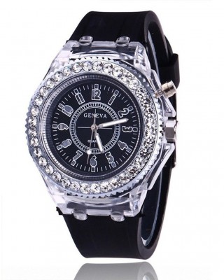 Ceas Dama Negru cu lumini Geneva CDGV015 Ceas Dama Negru cu lumini Geneva CDGV015