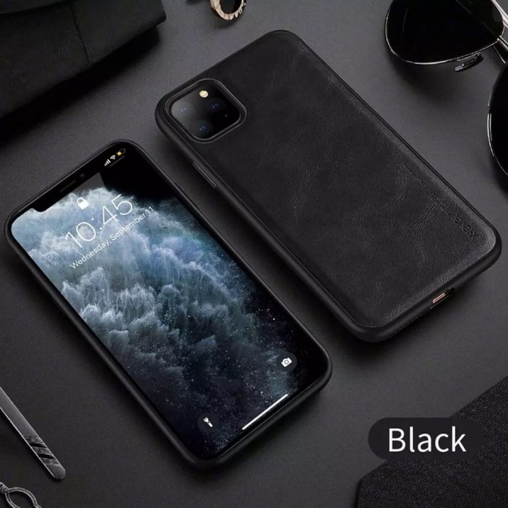 Husa slim compatibila cu IPHONE12-12 PRO, din piele eco neagra HL-IP12-12PRO-LEATHER