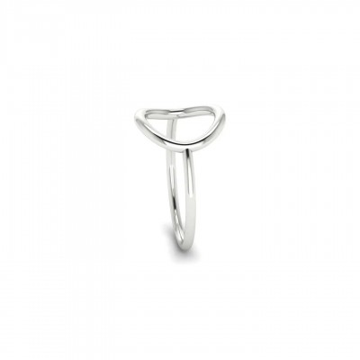 Inel dama din material inoxidabil placat cu aur alb de 14 K rotund INL004