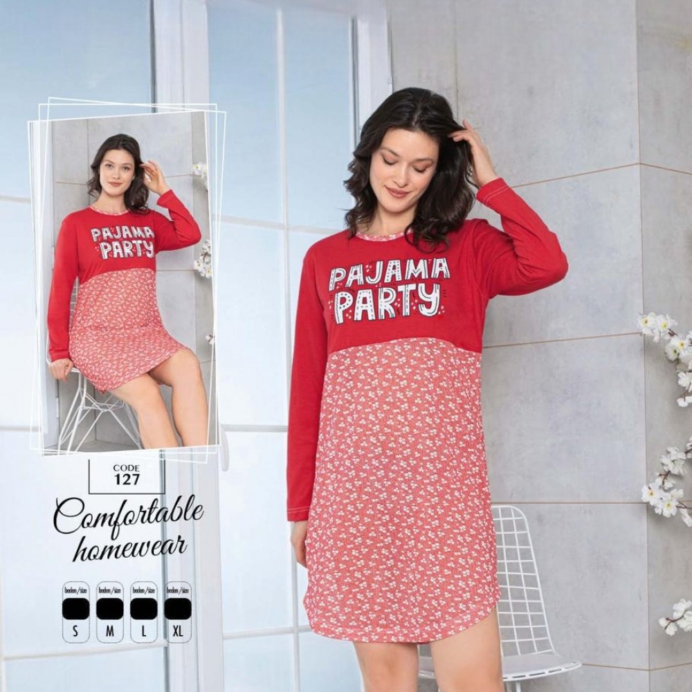 Camasa noapte dama rosie cu imprimeu CMD05 Camasa noapte dama rosie cu imprimeu CMD05