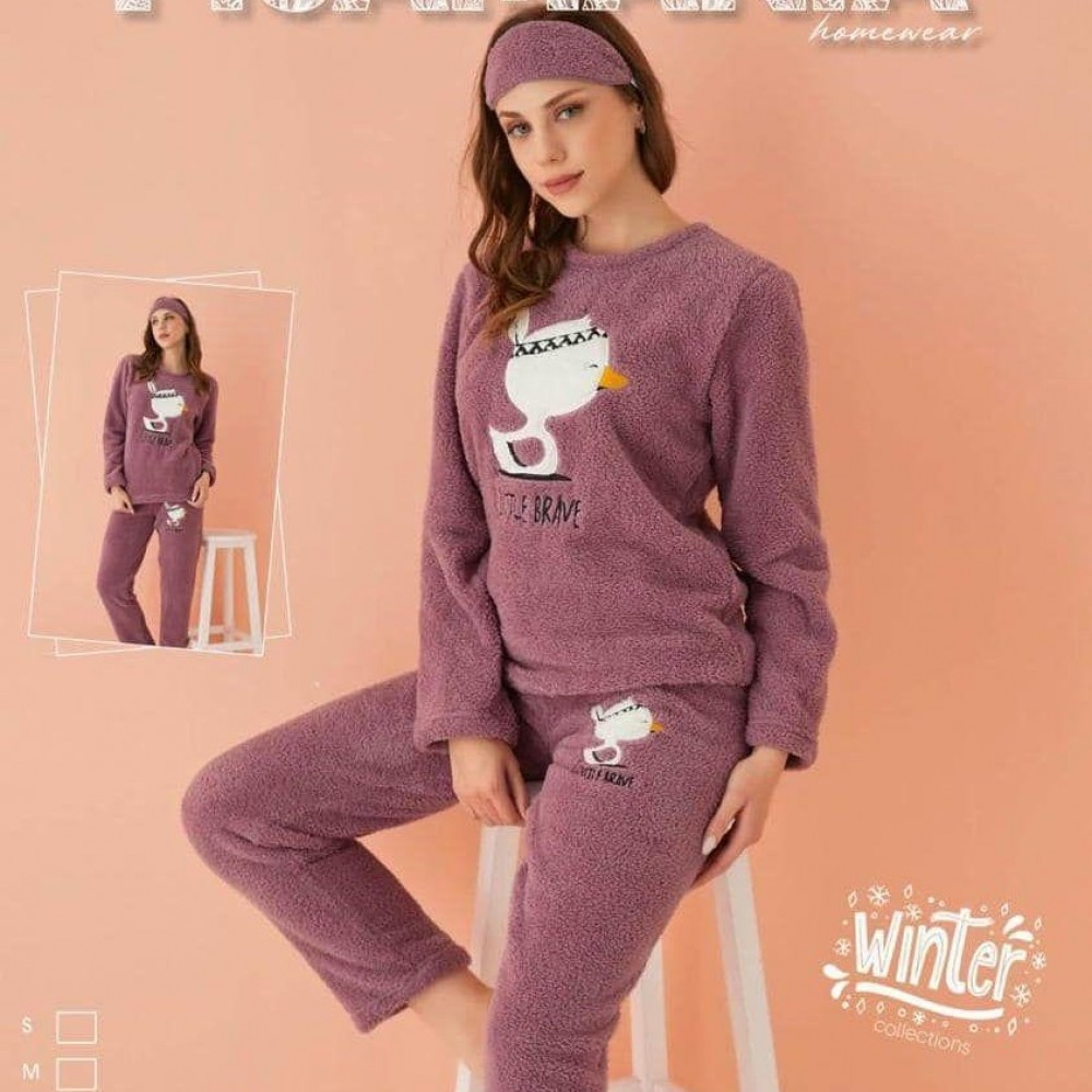 Pijama Cocolino Dama Mov cu Imprimeu Ratusca PJD066 Pijama Cocolino Dama Mov cu Imprimeu Ratusca PJD066