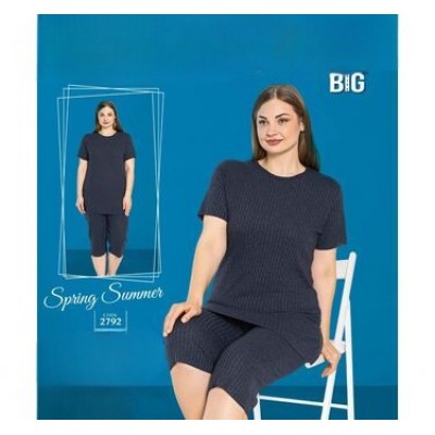 Pijama Dama bleumarin tricou si pantaloni trei sferturi PJD096