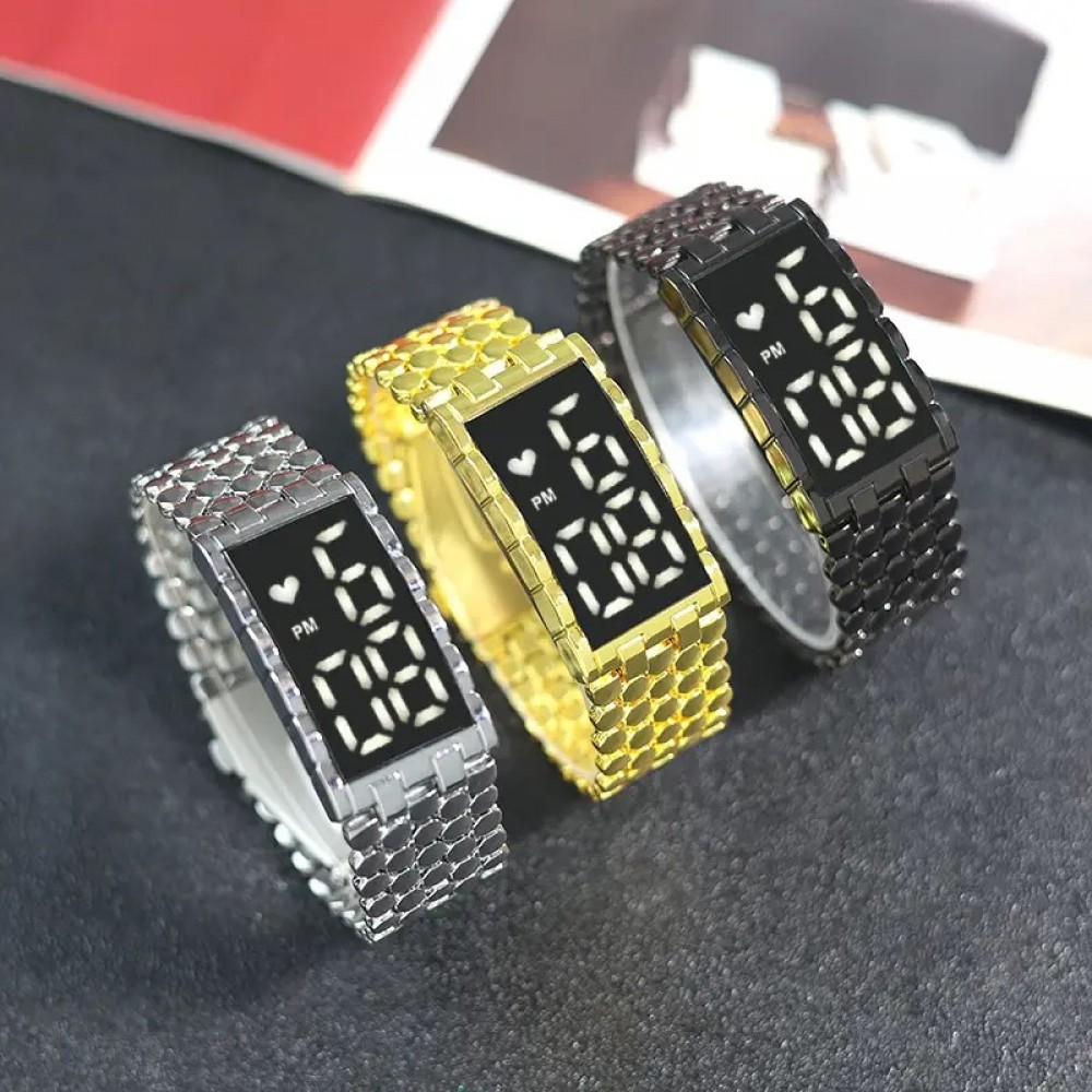 Ceas Unisex Luxury argintiu din aliaj cadran cu afisaj digital CBQZ026 Ceas Unisex Luxury argintiu din aliaj cadran cu afisaj digital CBQZ026