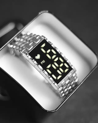 Ceas Unisex Luxury argintiu din aliaj cadran cu afisaj digital CBQZ026