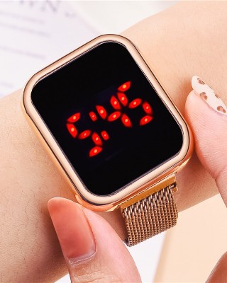 Ceas Electronic Fashion LED Auriu cu touch screen si bratara magnetica CDQZ065