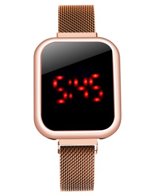 Ceas Electronic Fashion LED Rosegold cu touch screen si bratara magnetica CDQZ065