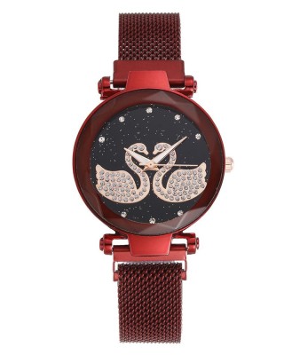 Ceas Dama Casual Elegant Rosu cu 2 lebede si bratara magnetica reglabila QUARTZ CDQZ016 Ceas Dama Casual Elegant Rosu cu 2 lebede si bratara magnetica reglabila QUARTZ CDQZ016
