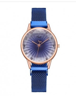 Ceas Dama Elegant Albastru design raze de soare cu bratara magnetica reglabila QUARTZ CDQZ050