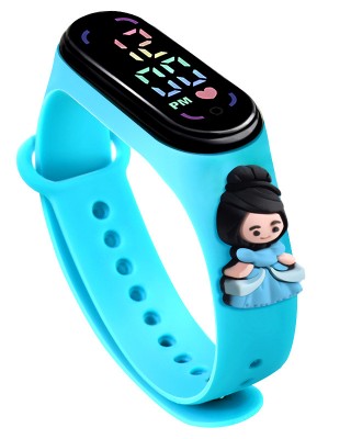 Ceas Copii Printesa cu cadran digital si bratara silicon reglabila Blue QUARTZ CDQZ090