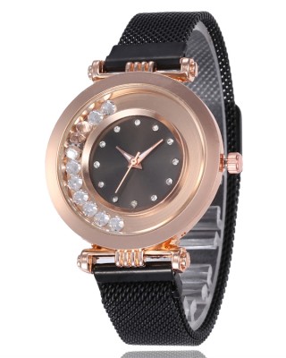 Ceas Dama cu bratara magnetica neagra si strasuri QUARTZ CDQZ093