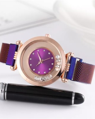 Ceas Dama cu bratara magnetica mov si strasuri QUARTZ CDQZ093