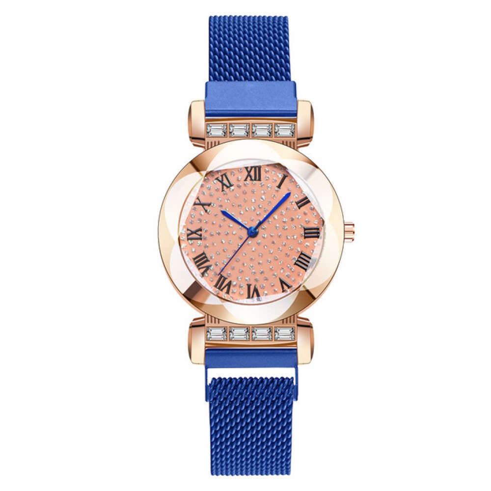 Ceas Dama Casual cu bratara magnetica si cadran cu strasuri albastru QUARTZ CDQZ097 Ceas Dama Casual cu bratara magnetica si cadran cu strasuri albastru QUARTZ CDQZ097