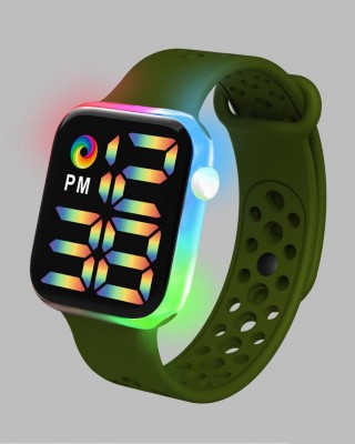 Ceas digital cu lumini cadran patrat si bratara kaki reglabila din silicon QUARTZ CDQZ112