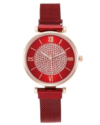 Ceas Dama Elegant  cu cadran Rosu si bratara magnetica QUARTZ CDQZ131