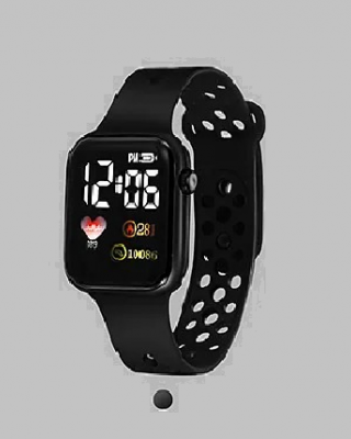 Ceas Electronic Fashion LED negru cu  bratara silicon CDQZ135