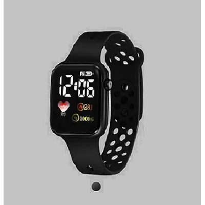 Ceas Electronic Fashion LED negru cu  bratara silicon CDQZ135