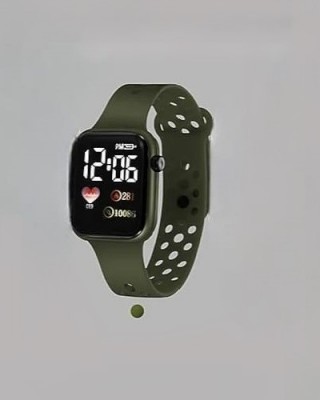 Ceas Electronic Fashion LED khaki cu bratara silicon CDQZ135
