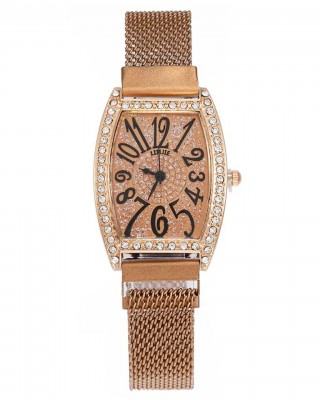 Ceas Dama Elegant Rosegold cu strasuri si  bratara magnetica reglabila QUARTZ CDQZ137