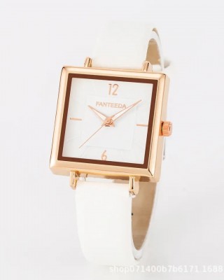 Ceas Dama Elegant Alb cadran patrat alb QUARTZ CDQZ139