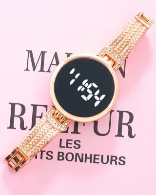 Ceas Electronic Fashion LED roz auriu cu touch screen  bratara vintage CDQZ141