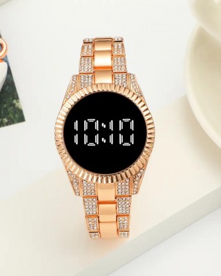 Ceas Dama Luxury LED touch screen curea material inoxidabil roz aurie cu strasuri CDQZ145 Ceas Dama Luxury LED touch screen curea material inoxidabil roz aurie cu strasuri CDQZ145