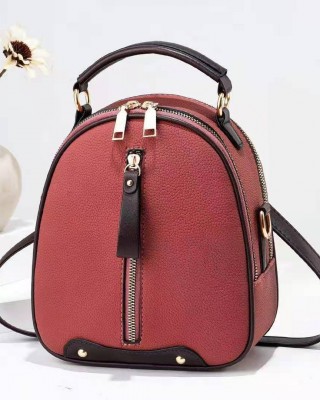 Rucsac Geanta Fashion darkpink din piele eco cu fermoar vertical ACRD222