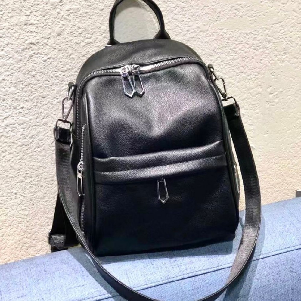 Rucsac Geanta Fashion negru din piele eco cu cusatura dubla pe buzunar si bareta detasabila ACRD294 Rucsac Geanta Fashion negru din piele eco cu cusatura dubla pe buzunar si bareta detasabila ACRD294
